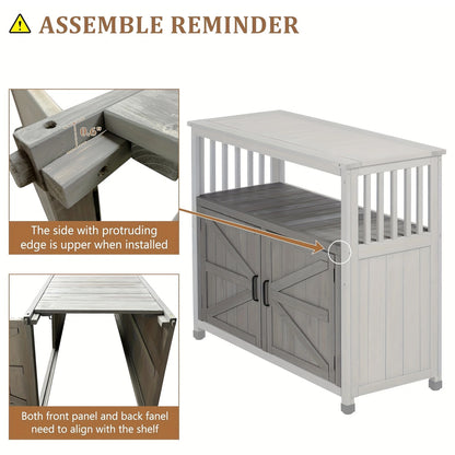 Grey Solid Wood Patio Storage Cabinet - 42" x 18"