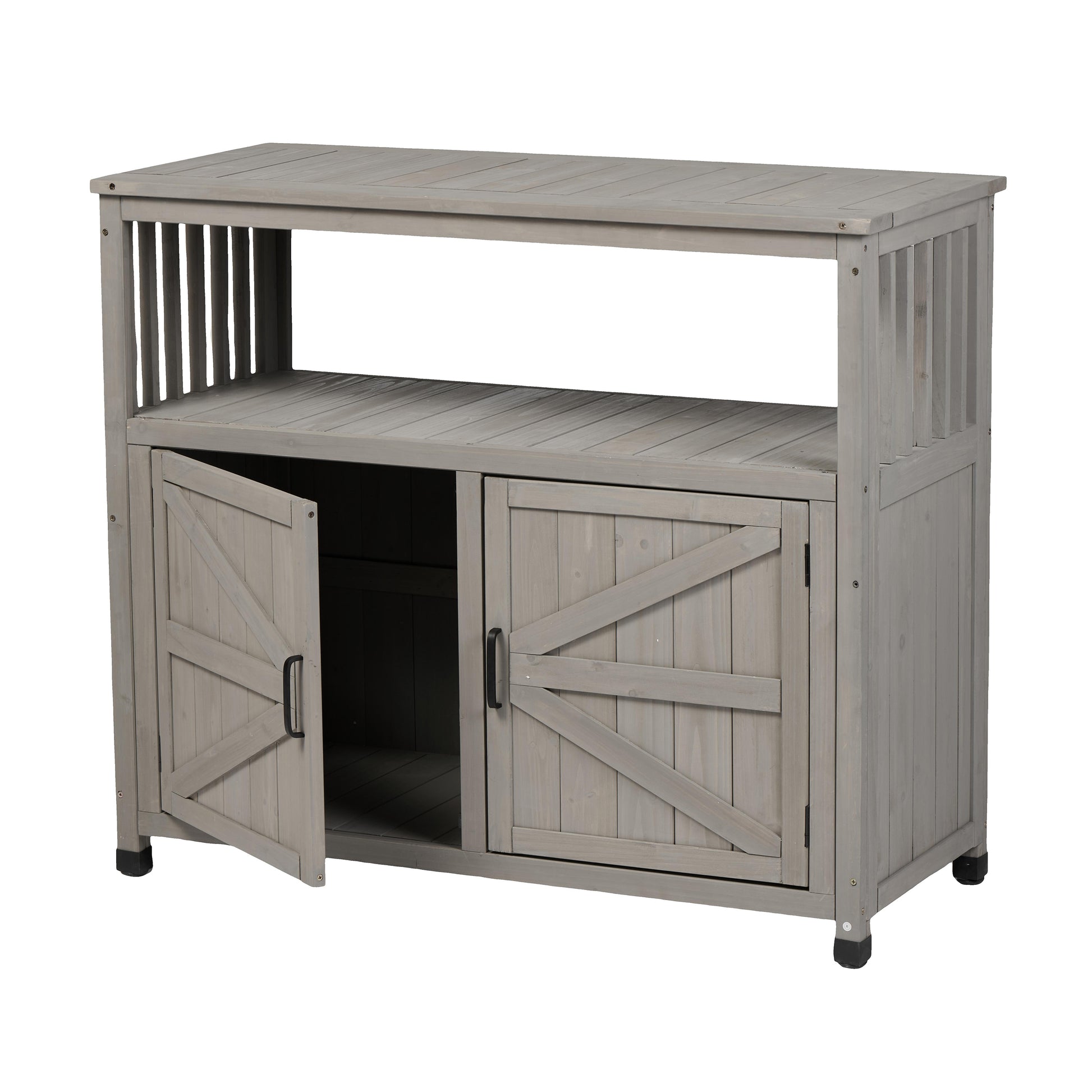 Grey Solid Wood Patio Storage Cabinet - 42" x 18"