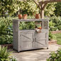 Wooden Patio Bar Table Set with Storage, Buffet Cabinet Sideboard for Outdoor and Indoor