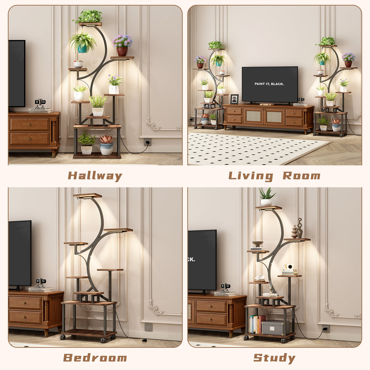 8 Tier S-Shaped Plant Stand with Grow Lights for Indoor Gardening for Living Room