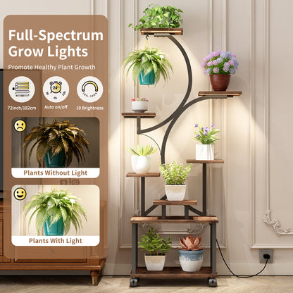 8 Tier S-Shaped Plant Stand with Grow Lights for Indoor Gardening for Living Room