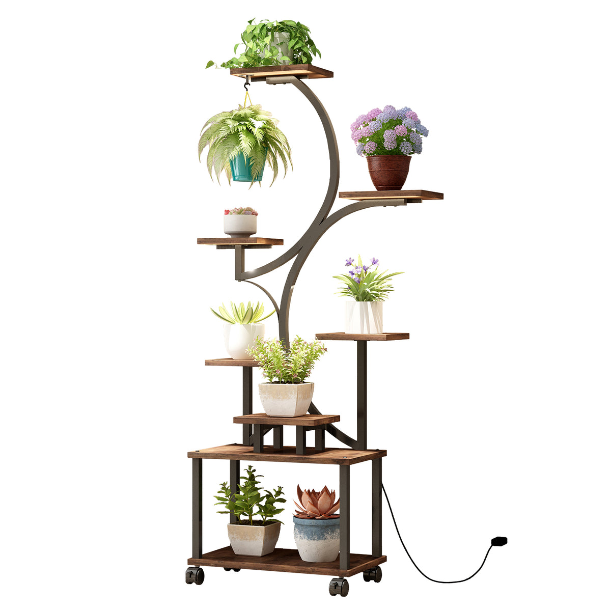 8 Tier S-Shaped Plant Stand with Grow Lights for Indoor Gardening for Living Room