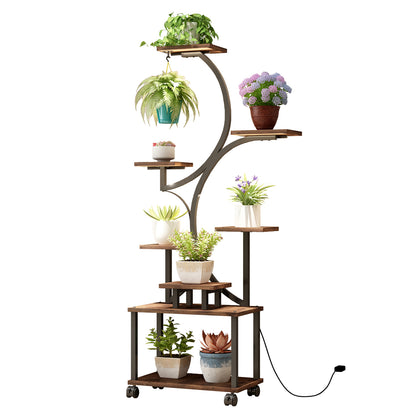 8 Tier S-Shaped Plant Stand with Grow Lights for Indoor Gardening for Living Room