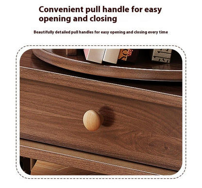 Rotating Bookshelf - 6 Tier Walnut Brown Corner Display Rack for Living Room
