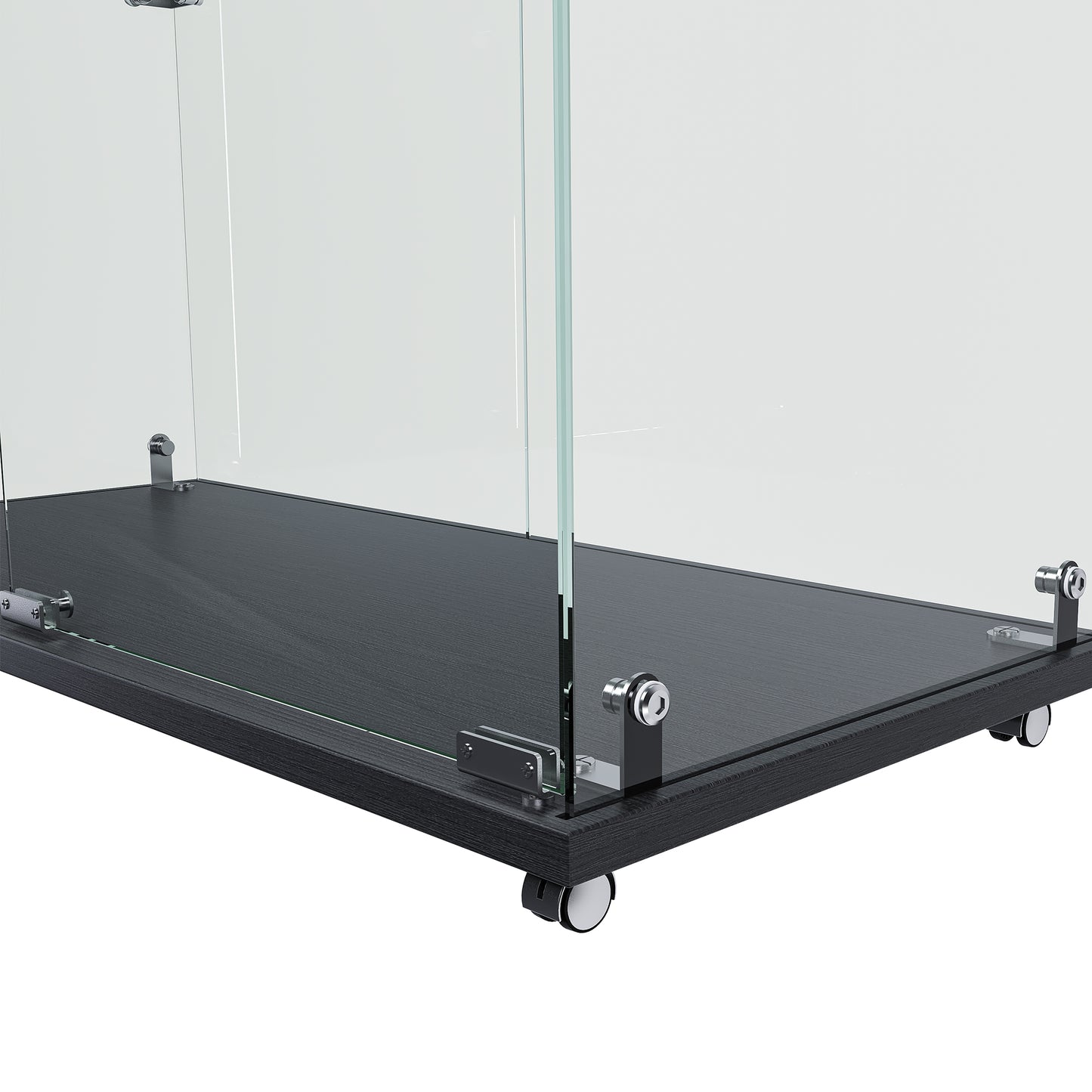 Black MDF Display Cabinet - 4 Tier Glass Showcase for Living Room