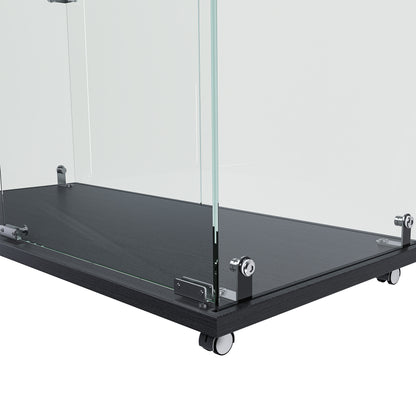 Black MDF Display Cabinet - 4 Tier Glass Showcase for Living Room