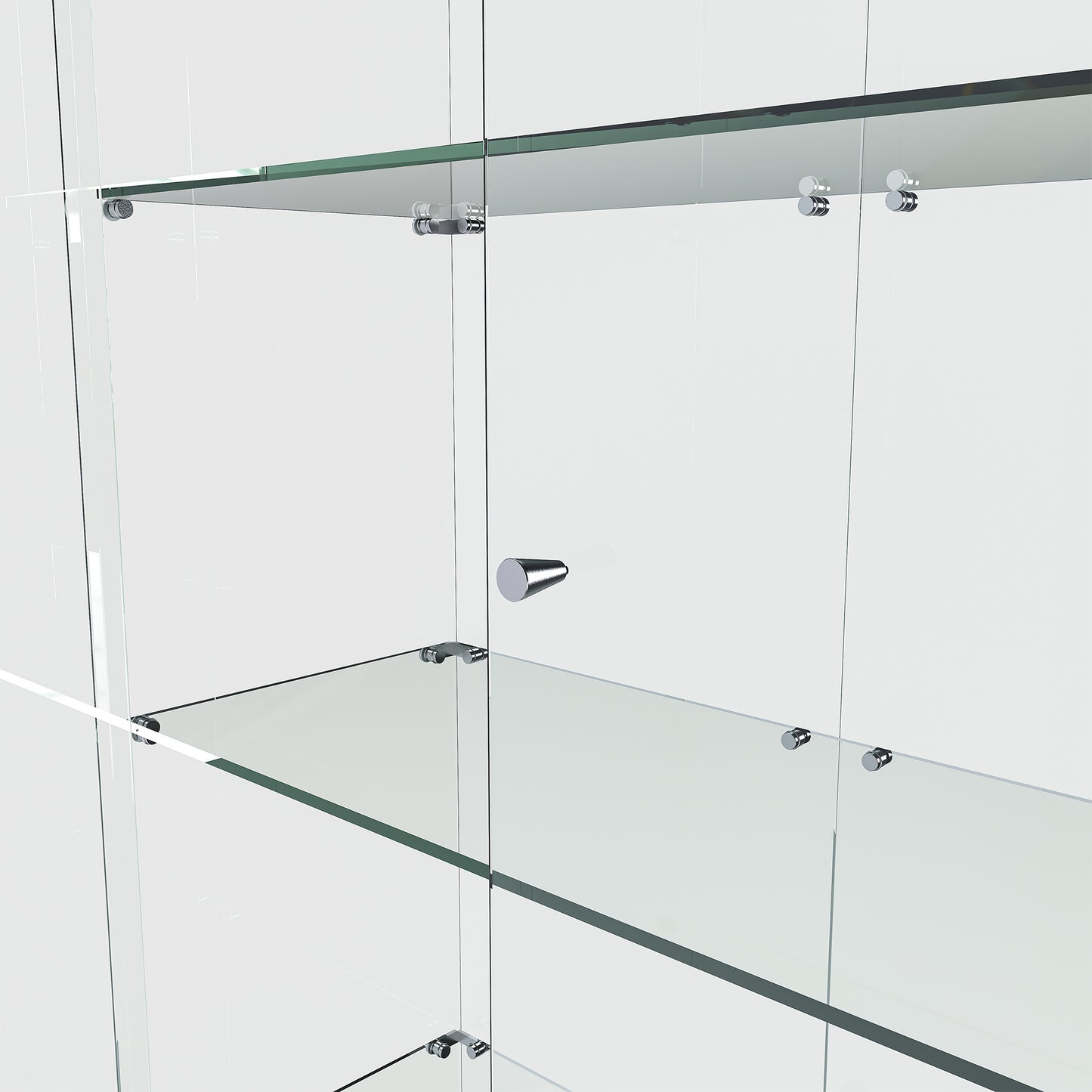 Black MDF Display Cabinet - 4 Tier Glass Showcase for Living Room