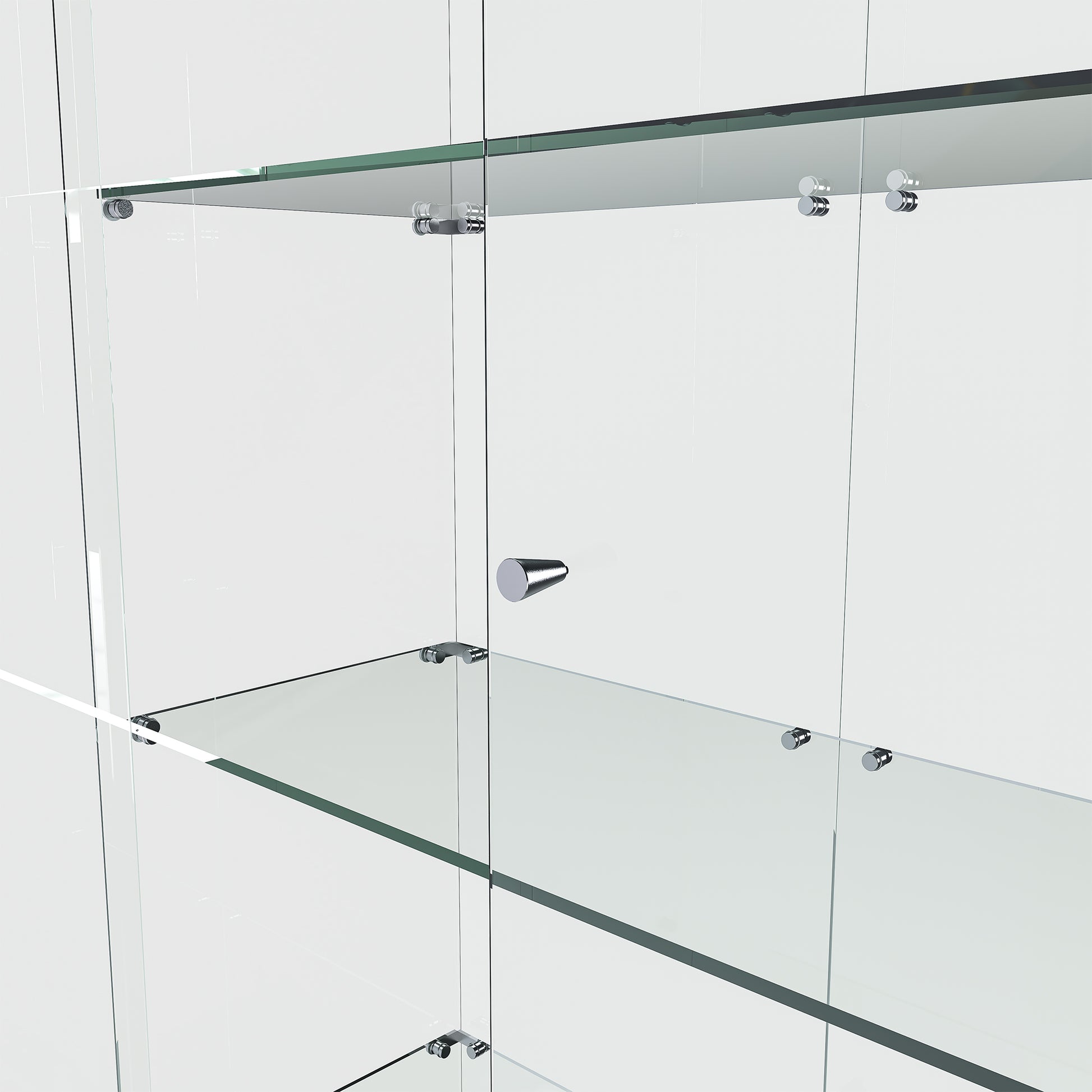 Black MDF Display Cabinet - 4 Tier Glass Showcase for Living Room