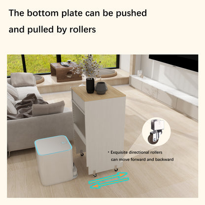 Antique White Robot Vacuum Cabinet with Wheels for Living Room