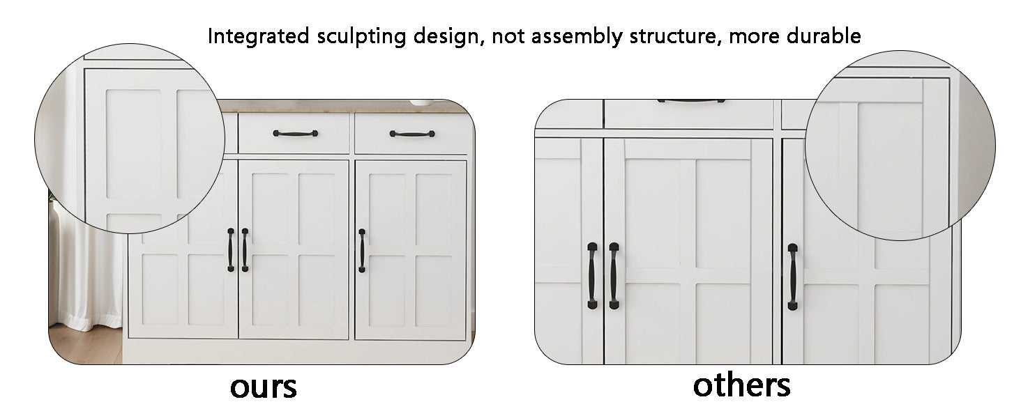 71" White Kitchen Pantry Cabinet - 4 Doors, Drawer & Adjustable Shelves