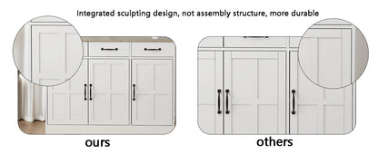 71" White Kitchen Pantry Cabinet - 4 Doors, Drawer & Adjustable Shelves