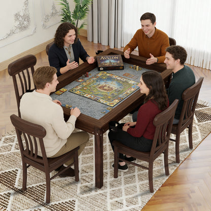 63" Board Game Table - Rustic Brown for Gaming & Dining
