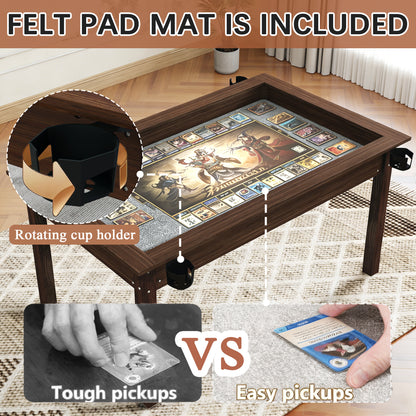 63" Board Game Table - Rustic Brown for Gaming & Dining