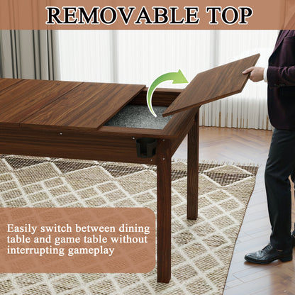 63" Board Game Table - Rustic Brown for Gaming & Dining