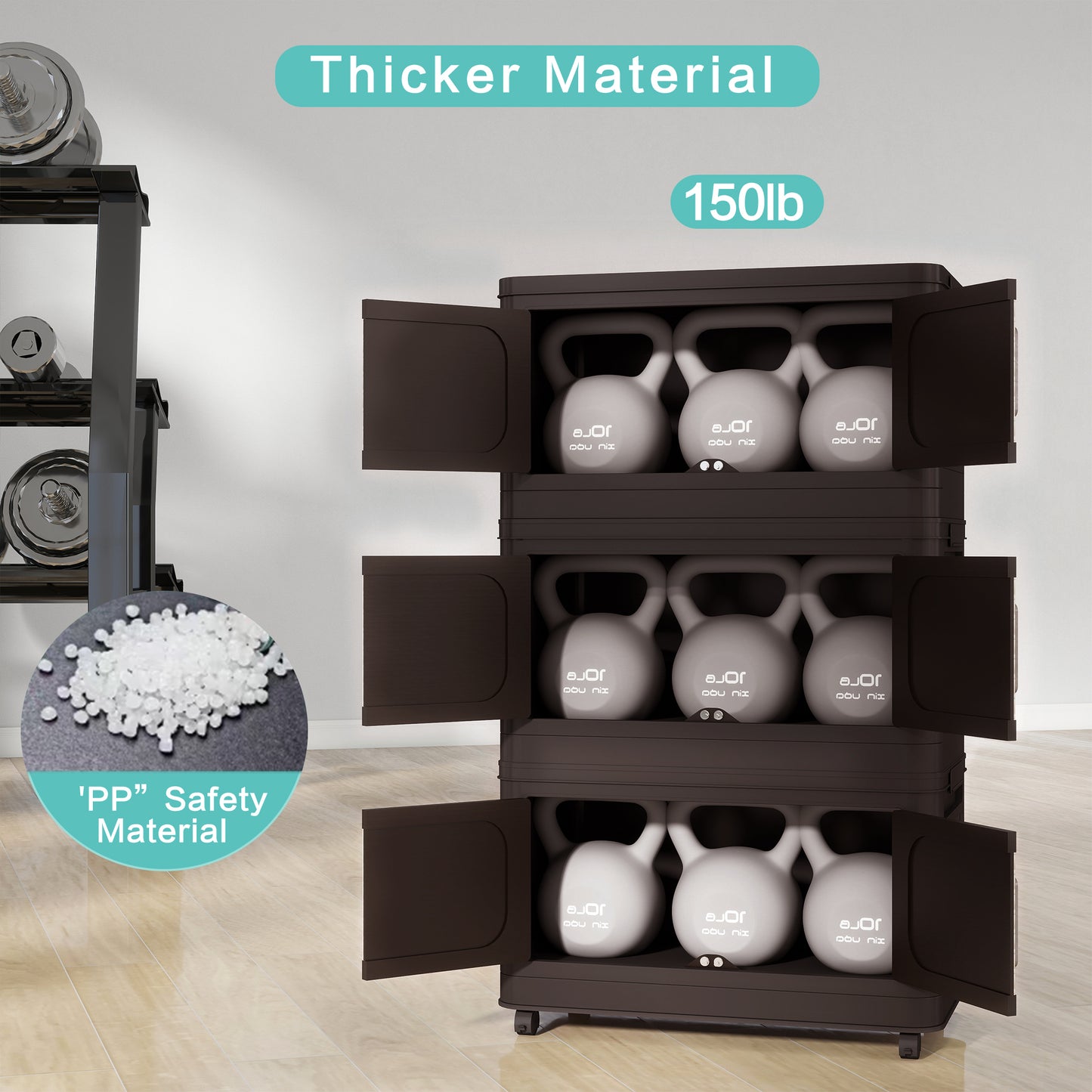 Brown Plastic Folding Storage Cabinet - 5 Tier for Living Room