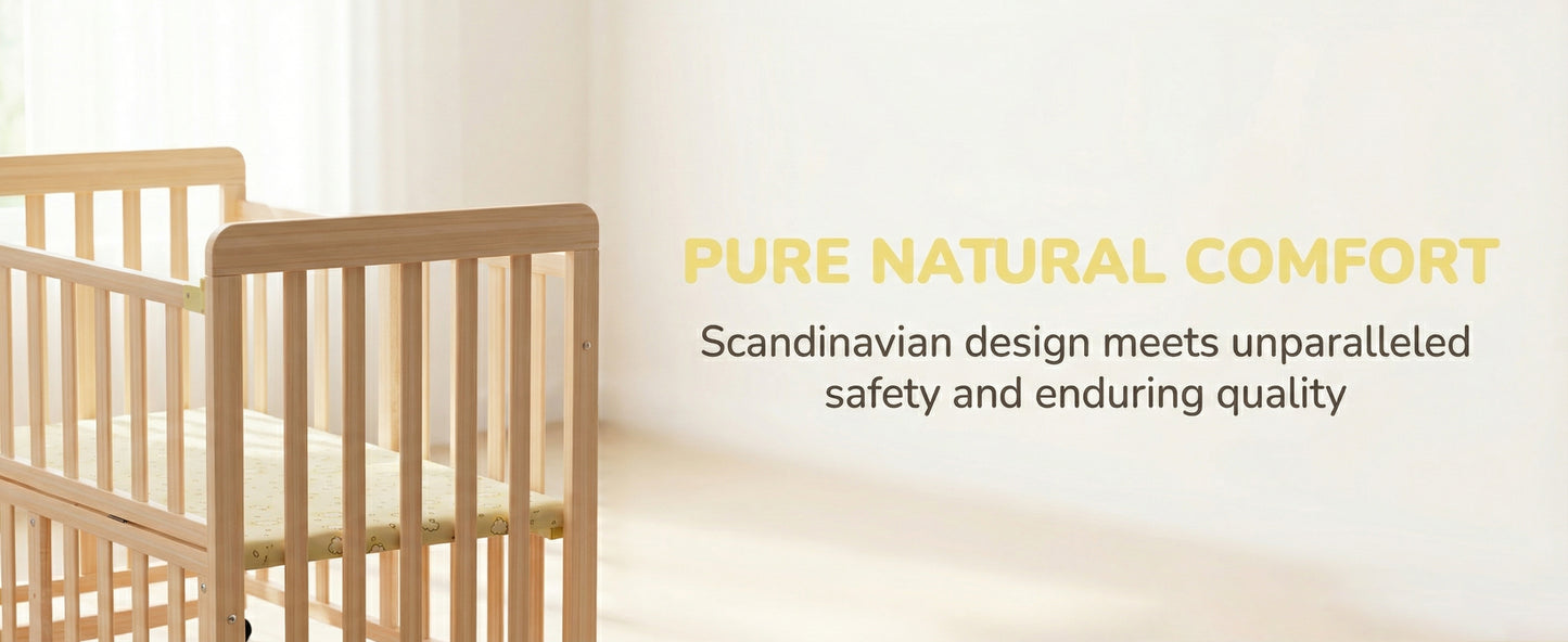 37" Natural Wood Pine Bassinet Bedside Sleeper - Youth Crib