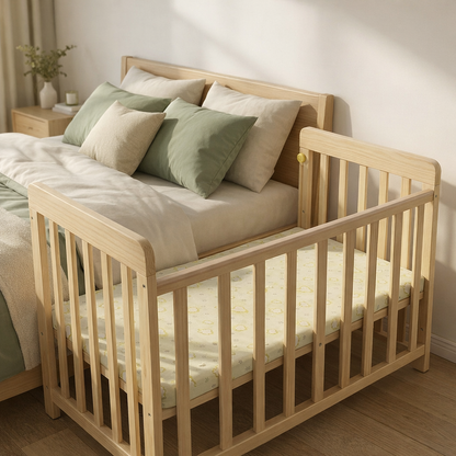 37" Natural Wood Pine Bassinet Bedside Sleeper - Youth Crib