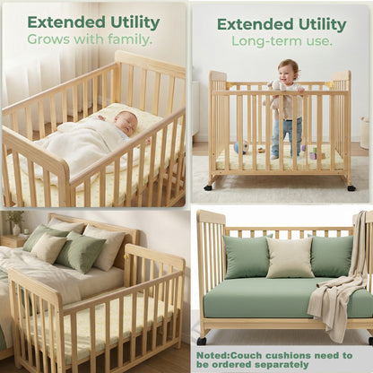 37" Natural Wood Pine Bassinet Bedside Sleeper - Youth Crib