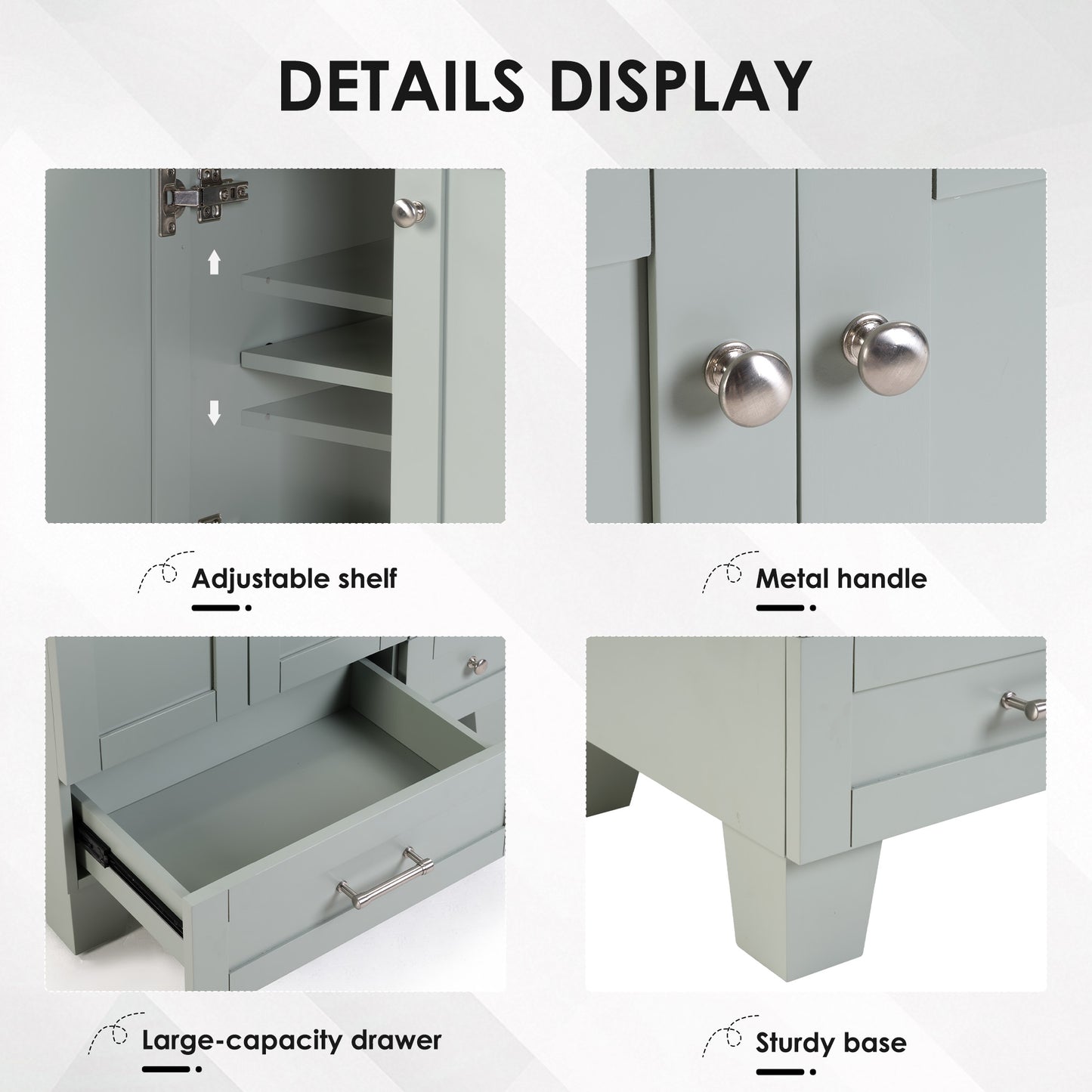 30" Blue Grey Bathroom Vanity - Storage & Soft-Close Drawers
