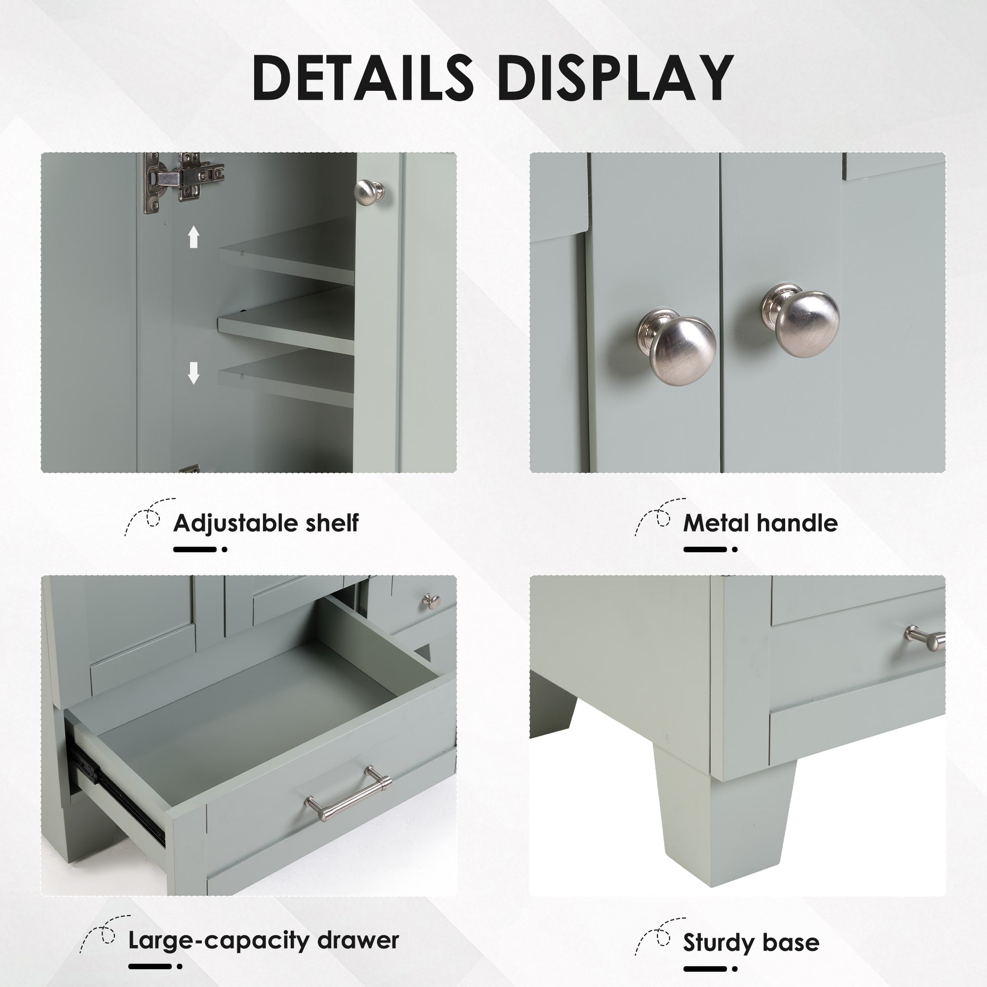 30" Blue Grey Bathroom Vanity - Storage & Soft-Close Drawers
