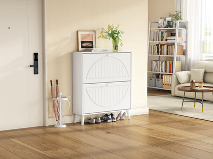 Space-Saving Tipping Bucket Cabinet - Ancient White MDF for Living Room