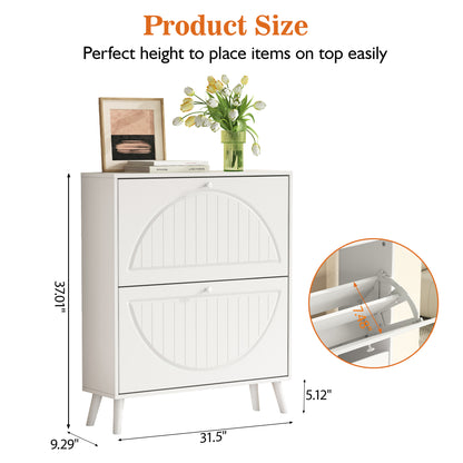 Space-Saving Tipping Bucket Cabinet - Ancient White MDF for Living Room