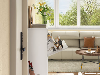 Space-Saving Tipping Bucket Cabinet - Ancient White MDF for Living Room