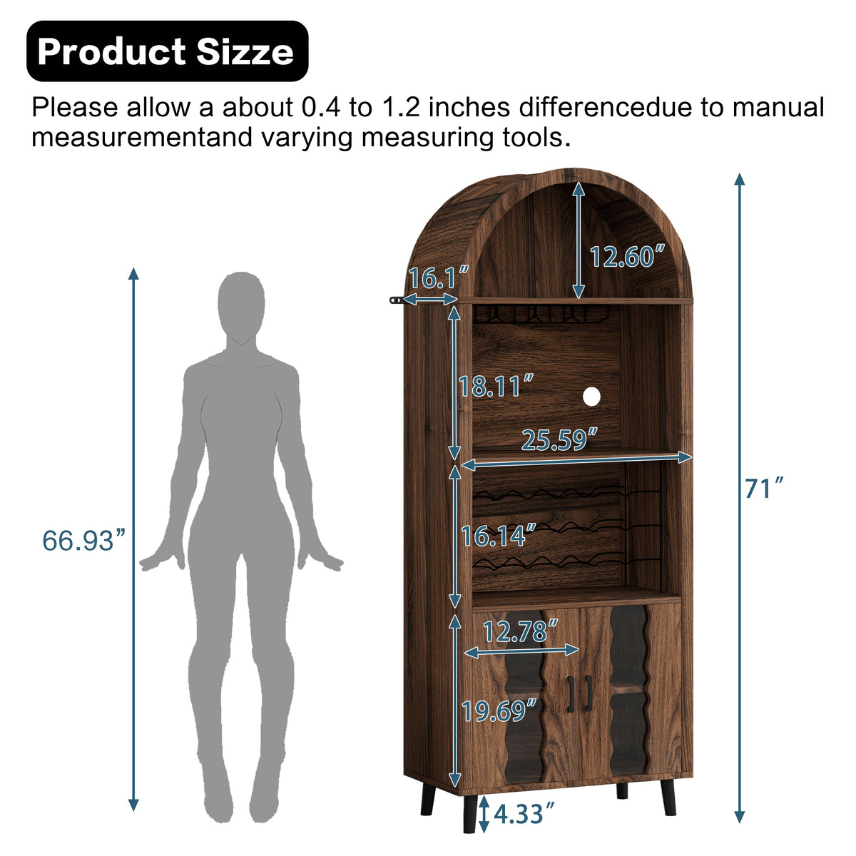 70.87" Brown Oak Farmhouse Bar Cabinet - Wine Bar & Coffee Station for Living Room