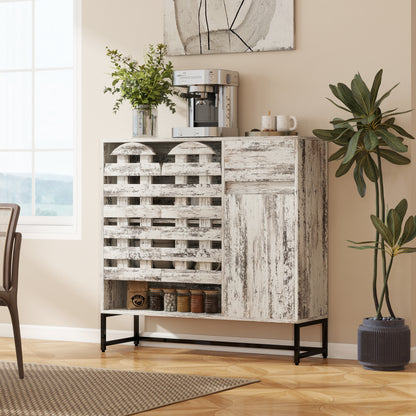 White Vintage Farmhouse Cabinet - 44.3" Storage Sideboard