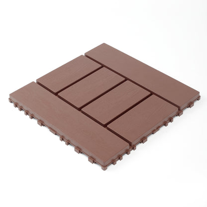 H style 12 inch balcony deck tiles, DIY interlocking deck floor tiles, indoor and outdoor floor tiles, patio tiles for easy and quick installation for porch poolside, backyard, 44 pieces  brown