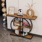 41.3 Inch Industrial Console Table for Entryway, Narrow Sofa Table with Storage Shelves & Circle Base, Rustic Brown Accent Furniture for Hallway, Foyer, Entrance, Living Room