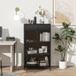 47.6" Tall Metal Storage Cabinet with Glass Doors & Flip-Top, 4-Tier Display Cabinet with Open Shelves, Freestanding Steel Sideboard Buffet for Kitchen, Living Room, Home Office, Dining Room, Bathroom