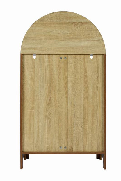 Walnut Melamine Arched Display Cabinet for Entryway or Living Room Storage