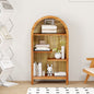 4-Tier Arched Top Freestanding Shelf, Asymmetrical Open Storage Cabinet , Wood Display Shelf for Entryway, Living Room, Bedroom, Hallway