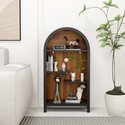 Black Melamine Open Shelf – 4 Tier Display Cabinet for Living Room