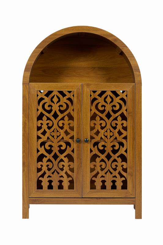 Walnut Wood Open Shelf Cabinet - 27.5" Tall Accent Storage for Living Room