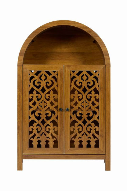 Walnut Wood Open Shelf Cabinet - 27.5" Tall Accent Storage for Living Room
