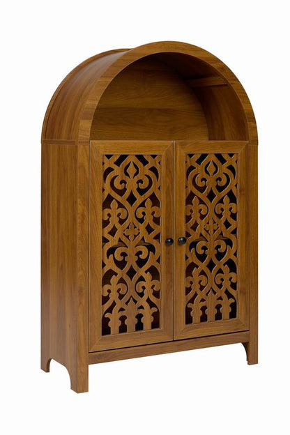 Walnut Wood Open Shelf Cabinet - 27.5" Tall Accent Storage for Living Room