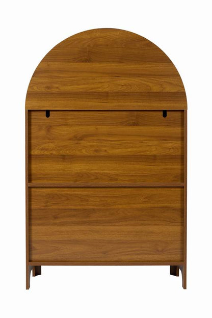 Walnut Wood Open Shelf Cabinet - 27.5" Tall Accent Storage for Living Room