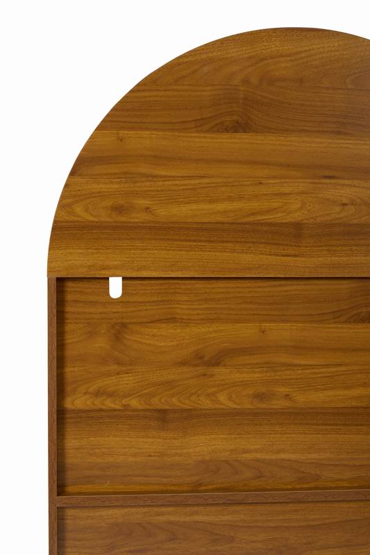 Walnut Wood Open Shelf Cabinet - 27.5" Tall Accent Storage for Living Room
