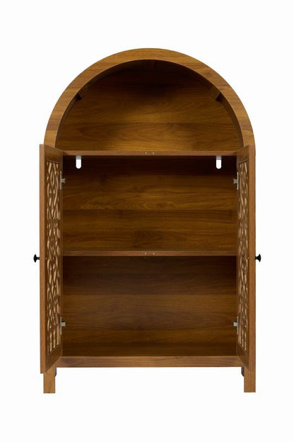 Walnut Wood Open Shelf Cabinet - 27.5" Tall Accent Storage for Living Room