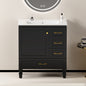 30"Black Bathroom Vanity. Abundant Storage Cabinet -1 Soft close doors and 3 drawers