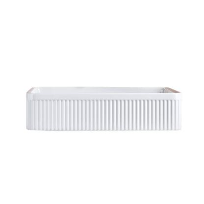 White Ceramic Bathroom Vanity Sink - 20" Rectangular