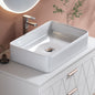 White Rectangular Ceramic Bathroom Vessel Sink with Drain Assembly