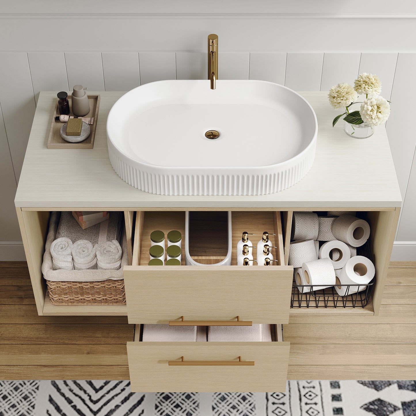 Modern 39.3 inch Floating Bathroom Vanity with Ceramic Sink