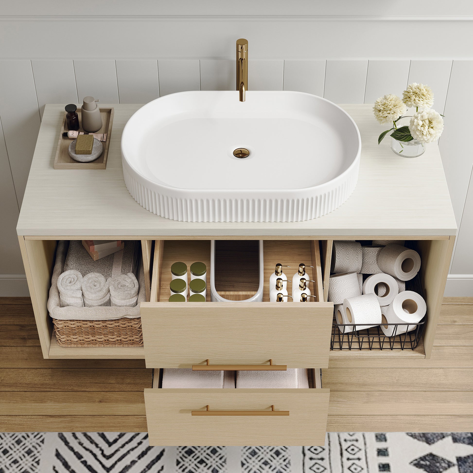 Modern 39.3 inch Floating Bathroom Vanity with Ceramic Sink