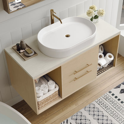 Modern 39.3 inch Floating Bathroom Vanity with Ceramic Sink