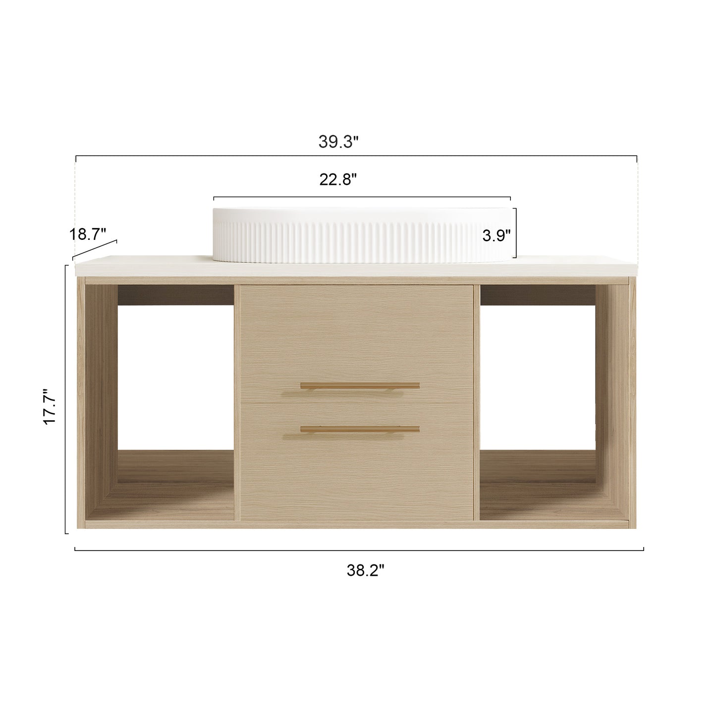 Modern 39.3 inch Floating Bathroom Vanity with Ceramic Sink