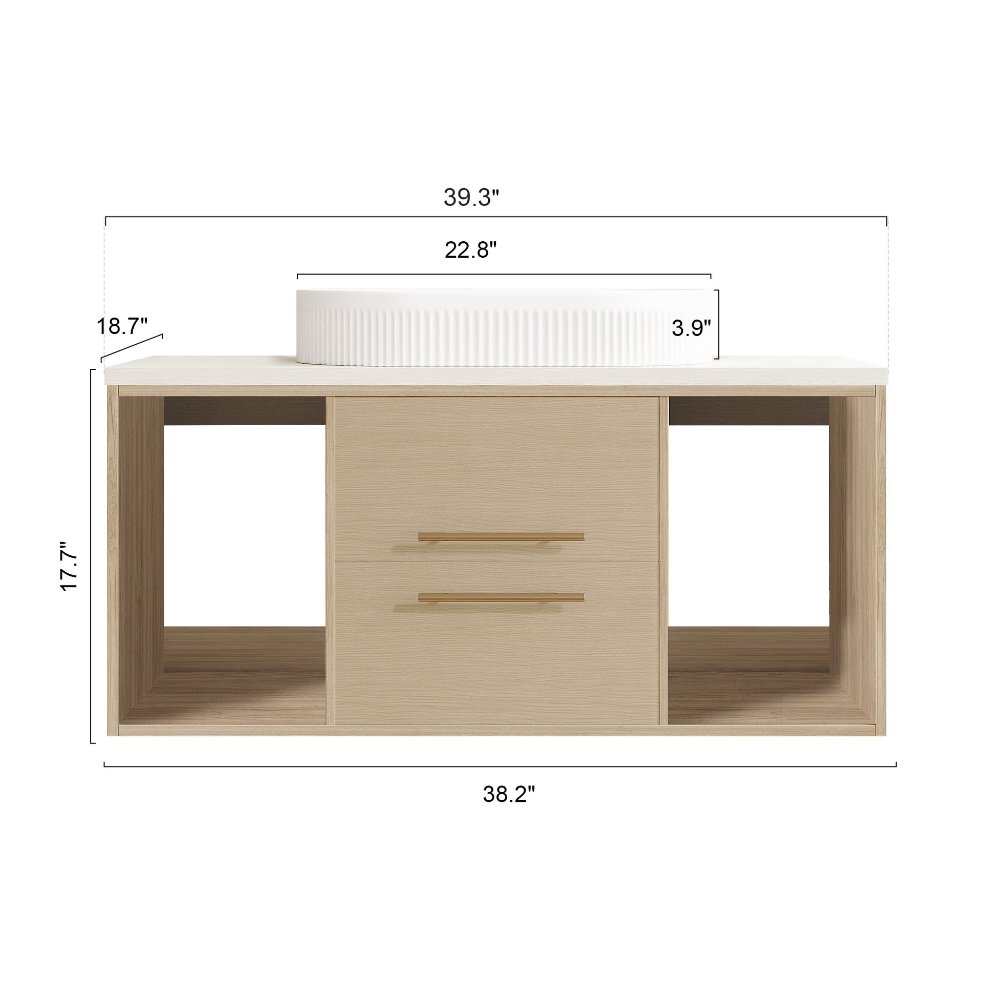Modern 39.3 inch Floating Bathroom Vanity with Ceramic Sink