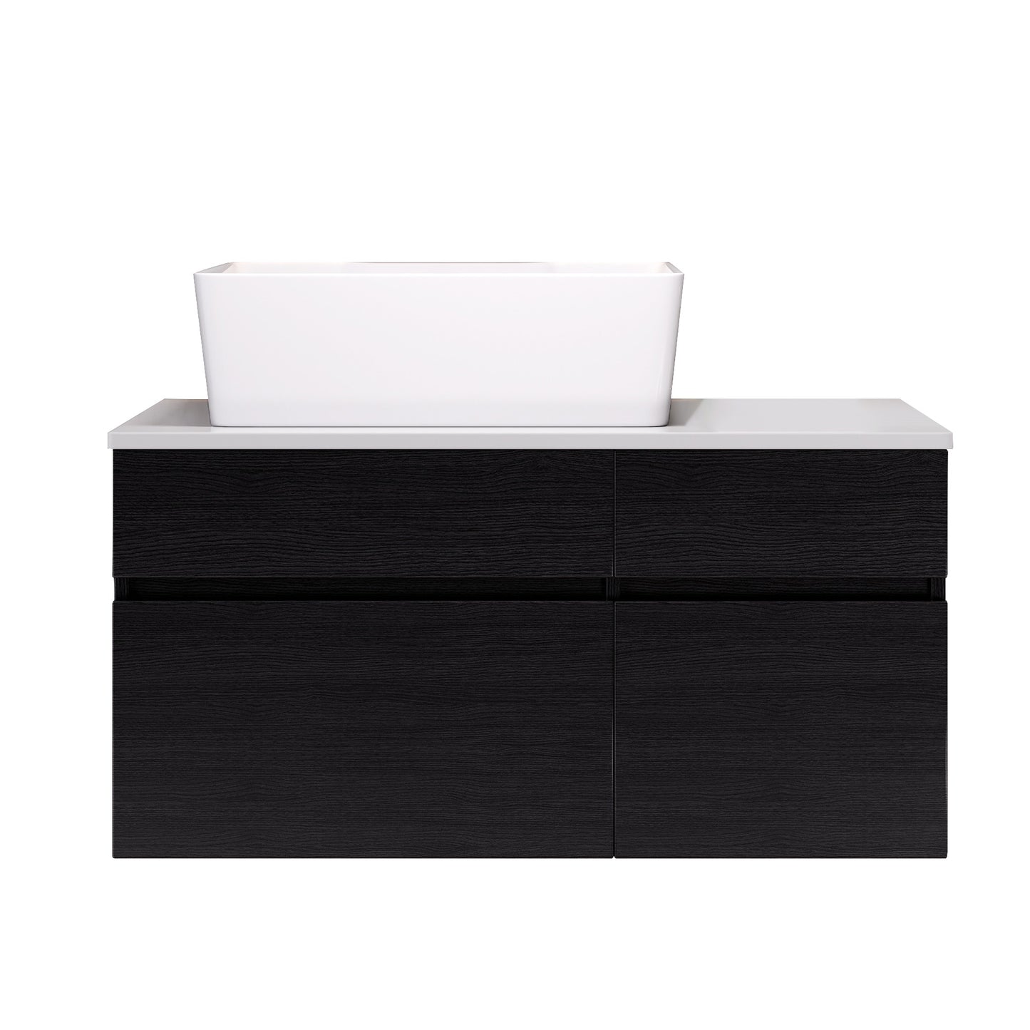 31.5" Floating Bathroom Vanity with Ceramic Sink - Black & White